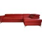 Canapé d'angle convertible en cuir italien de luxe 5/6 places avec coffre, MONZA, rouge foncé, angle droit