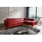 Canapé d'angle convertible en cuir italien de luxe 5/6 places avec coffre, MONZA, rouge foncé, angle droit
