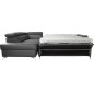 Canapé d'angle convertible en cuir italien de luxe 5/6 places avec coffre, MONZA, gris foncé, angle gauche