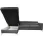 Canapé d'angle convertible en cuir italien de luxe 5/6 places avec coffre, MONZA, gris foncé, angle gauche