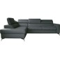 Canapé d'angle convertible en cuir italien de luxe 5/6 places avec coffre, MONZA, gris foncé, angle gauche