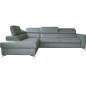 Canapé d'angle convertible en cuir italien de luxe 5/6 places avec coffre, MONZA, gris clair, angle gauche