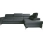 Canapé d'angle convertible en cuir italien de luxe 5/6 places avec coffre, MONZA, gris foncé, angle droit