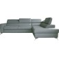 Canapé d'angle convertible en cuir italien de luxe 5/6 places avec coffre, MONZA, gris clair, angle droit