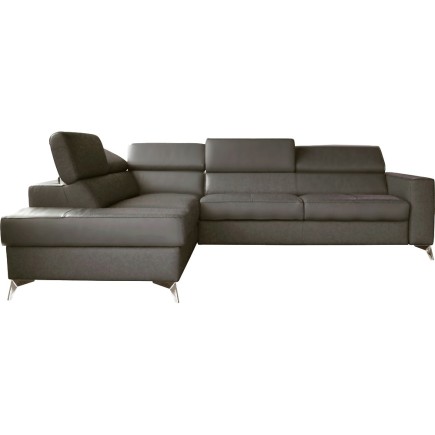 Canapé d'angle convertible en cuir italien de luxe 5/6 places avec coffre, MONZA, taupe, angle gauche