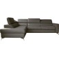 Canapé d'angle convertible en cuir italien de luxe 5/6 places avec coffre, MONZA, taupe, angle gauche
