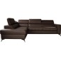 - Canapé d'angle convertible en cuir italien de luxe 5/6 places avec coffre, MONZA, chocolat, angle gauche