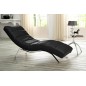 Chaise longue réglable multipositions, en cuir de luxe italien, SWEET, noir