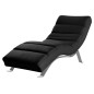Chaise longue réglable multipositions, en cuir de luxe italien, SWEET, noir