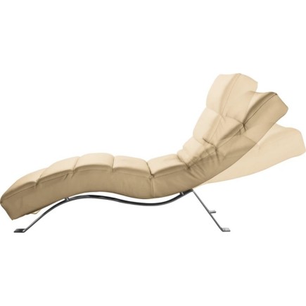 Chaise longue réglable multipositions, en cuir de luxe italien, SWEET, beige