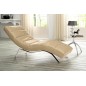 Chaise longue réglable multipositions, en cuir de luxe italien, SWEET, beige