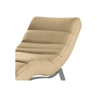 Chaise longue réglable multipositions, en cuir de luxe italien, SWEET, beige