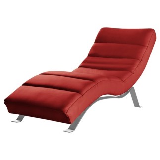 Chaise longue réglable multipositions, en cuir de luxe italien, SWEET, rouge