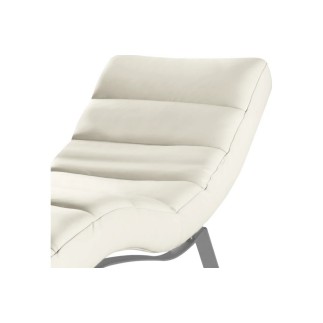 Chaise longue réglable multipositions, en cuir de luxe italien, SWEET, blanc cassé