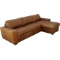 Canapé d'angle en 100% tout cuir italien de luxe 5 places convertible et coffre, marron, angle droit, CLINTON