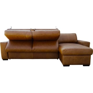 Canapé d'angle en 100% tout cuir italien de luxe 5 places convertible et coffre, marron, angle droit, CLINTON