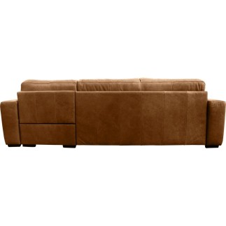 Canapé d'angle en 100% tout cuir italien de luxe 5 places convertible et coffre, marron, angle droit, CLINTON