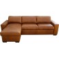 - Canapé d'angle en 100% tout cuir italien de luxe 5 places convertible et coffre, marron, angle gauche, CLINTON