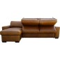 - Canapé d'angle en 100% tout cuir italien de luxe 5 places convertible et coffre, marron, angle gauche, CLINTON