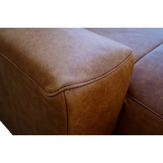 - Canapé d'angle en 100% tout cuir italien de luxe 5 places convertible et coffre, marron, angle gauche, CLINTON
