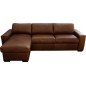 Canapé d'angle en 100% tout cuir italien de luxe 5 places convertible et coffre, marron foncé, angle gauche, CLINTON