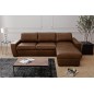 Canapé d'angle en 100% tout cuir italien de luxe 5 places convertible et coffre, marron foncé, angle droit, CLINTON