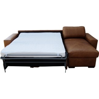 Canapé d'angle en 100% tout cuir italien de luxe 5 places convertible et coffre, marron foncé, angle droit, CLINTON