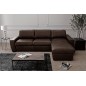 Canapé d'angle en 100% tout cuir italien de luxe 5 places convertible et coffre, chocolat, angle droit, CLINTON