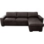 Canapé d'angle en 100% tout cuir italien de luxe 5 places convertible et coffre, chocolat, angle droit, CLINTON