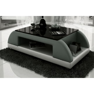 Table basse design VALINA, gris foncé et blanc