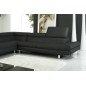 Canapé d'angle en cuir italien 5/6 places Grand CITY, noir, angle gauche