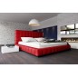 Lit design en cuir italien de luxe SILVER, couleur rouge, 160x200