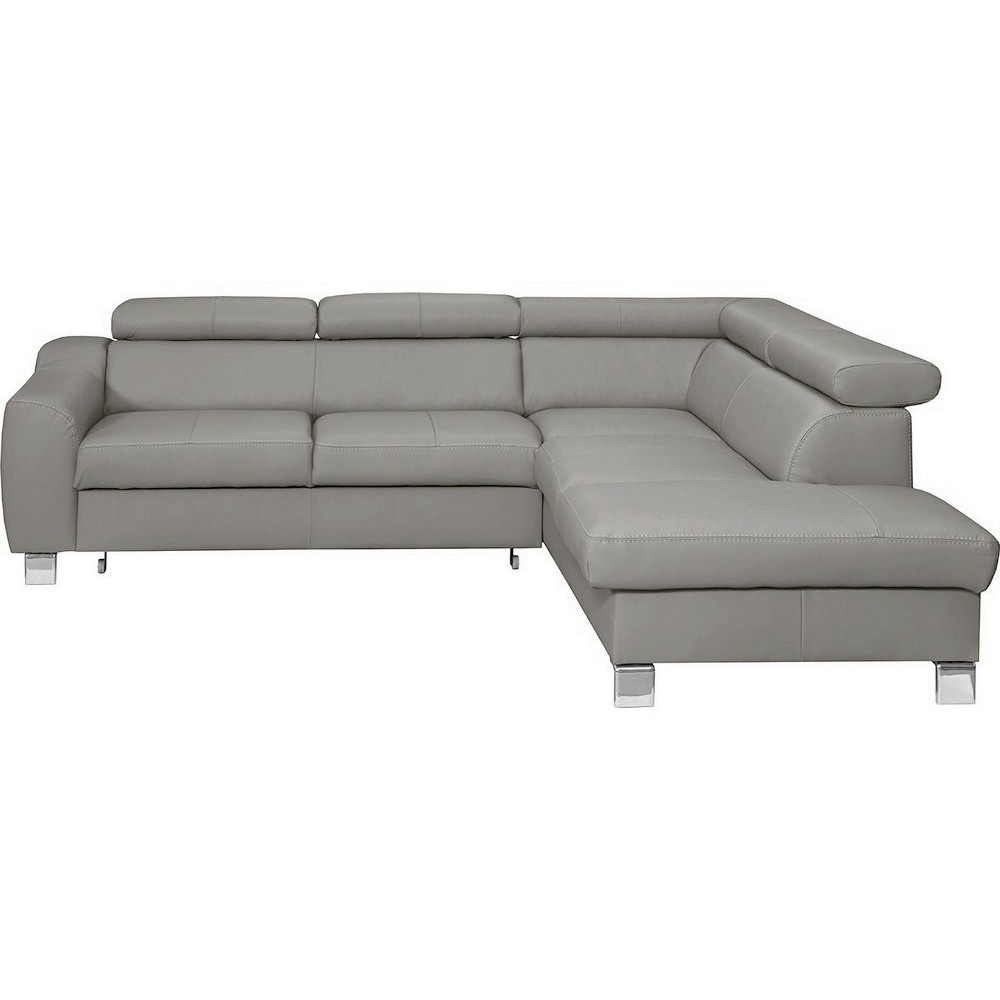 2eme paiement de la commande: Canapé d'angle convertible en cuir italien de luxe 5 places astrid, gris clair, angle droit, 6x sa