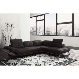 2eme paiement de la commande : Canapé d'angle copenhague en 100% tout cuir prestige luxe haut de gamme italien noir (version mei