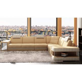 2eme paiement de la commande: Canapé d'angle en cuir italien 6/7 places john, beige/blanc, 6x sans frais, total de la commande: