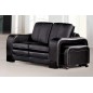 Ensemble composé d'un canapé 3 places et d'un canapé 2 places en cuir luxe italien avec un pouf offert, RELAXO, noir