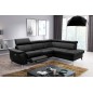 2eme paiement de la commande: Canapé d'angle en cuir italien de luxe 5/6 places avec relax électrique et coffre, LINCOLN, noir,