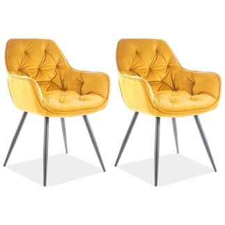 Ensemble de 2 chaises CHERIL en tissu de qualité, couleur curry