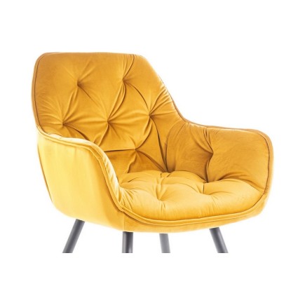Ensemble de 2 chaises CHERIL en tissu de qualité, couleur curry
