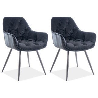 Ensemble de 2 chaises CHERIL en tissu de qualité, couleur noir anthracite
