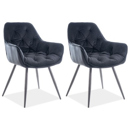 Ensemble de 2 chaises CHERIL en tissu de qualité, couleur noir anthracite