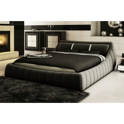 Lit en cuir italien de luxe FOSTER, gris foncé