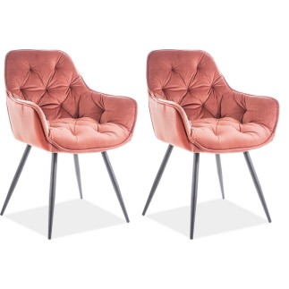 Ensemble de 2 chaises CHERIL en tissu de qualité, couleur rose pale