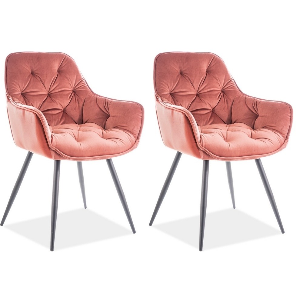 Ensemble de 2 chaises CHERIL en tissu de qualité, couleur rose pale