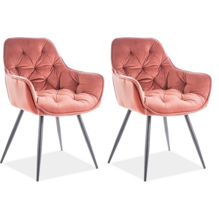 Ensemble de 2 chaises CHERIL en tissu de qualité, couleur rose pale