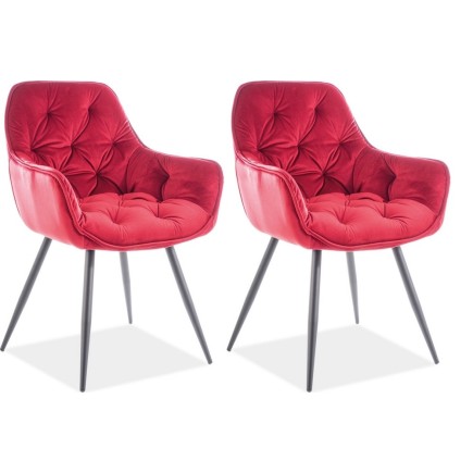 Ensemble de 2 chaises CHERIL en tissu de qualité, couleur bordeaux