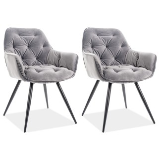 Ensemble de 2 chaises CHERIL en tissu de qualité, couleur gris