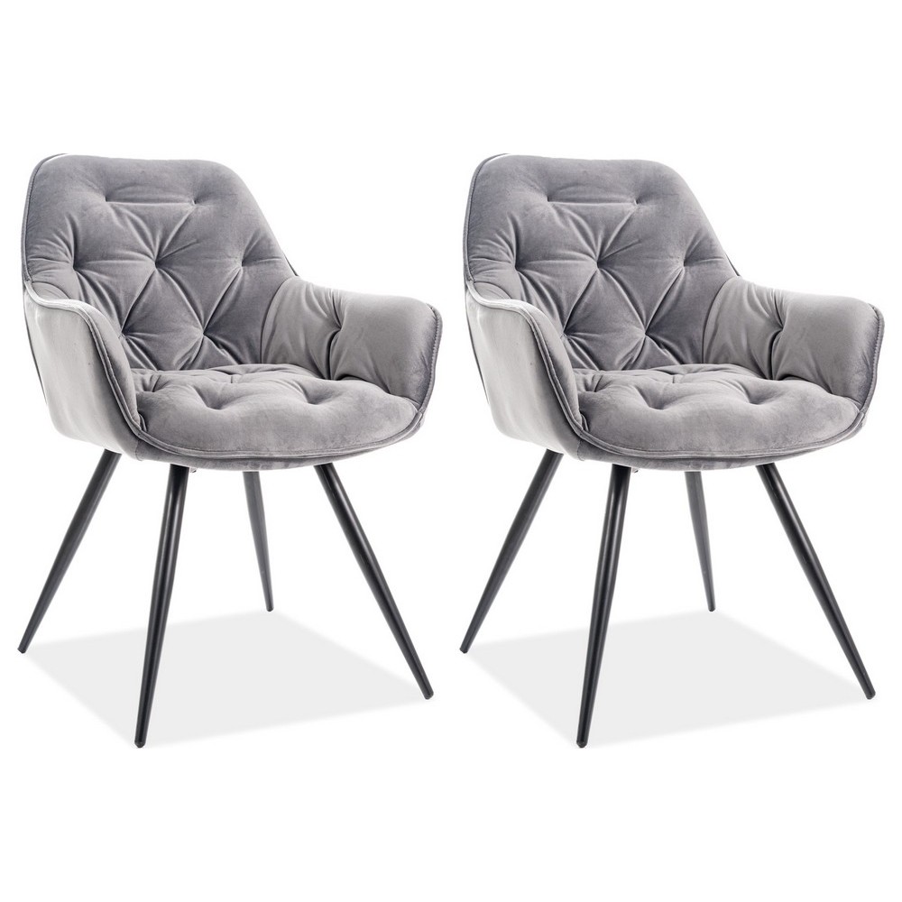Ensemble de 2 chaises CHERIL en tissu de qualité, couleur gris