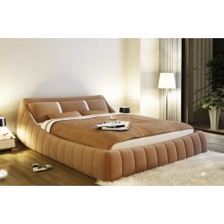 Lit en cuir italien de luxe FOSTER, beige