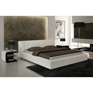 Lit contemporain design en cuir italien de luxe SMILEY, blanc, 160X200